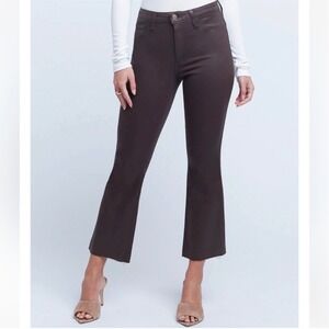 L'AGENCE Kendra High Rise Cropped Flare Coated Jeans Espresso Brown Size 30